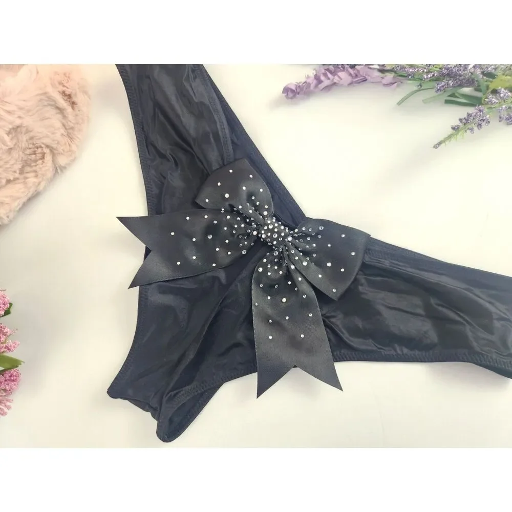 SMALL Victoria's Secret Black Back Bow Cheeky Panty